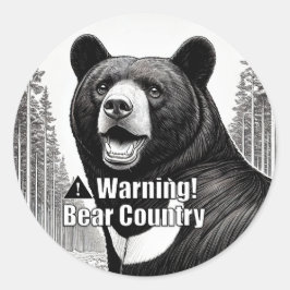 Warning Bear Country Round Sticker ラウンドシール