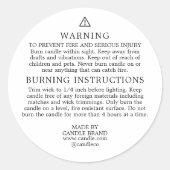 Warning Burning Instructions Candle Label ラウンドシール (正面)