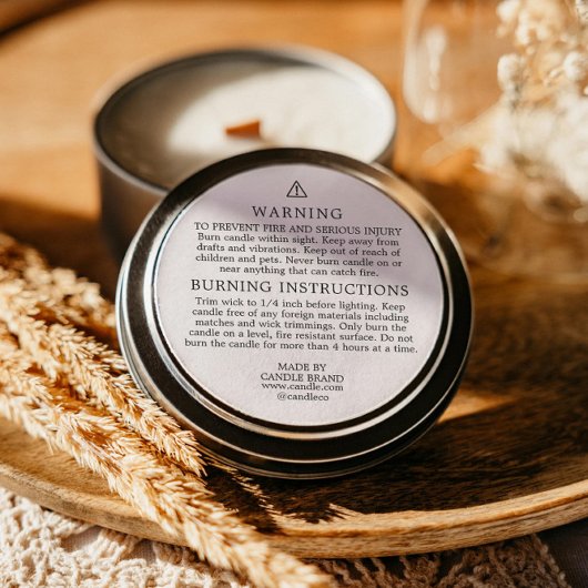 Warning Burning Instructions Candle Label ラウンドシール