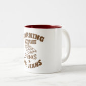 warning chocolate shrinks jeans citation humour ツートーンマグカップ (正面右)