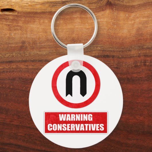 WARNING CONSERVATIVES (U turn) キーホルダー (正面)