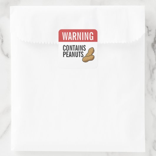 Warning Contains Peanuts Allergy Alert スクエアシール (バッグ)