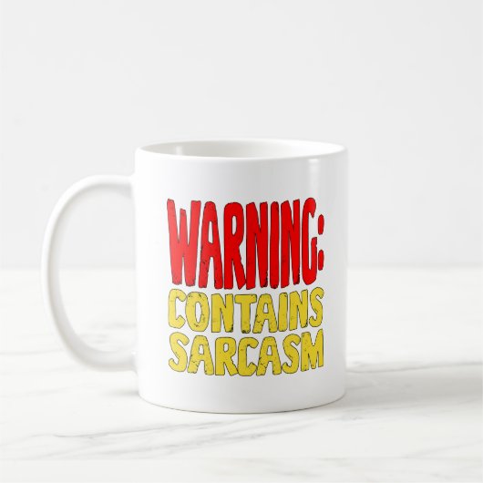 Warning Contains Sarcasm Funny Witty Humor. コーヒーマグカップ (左)