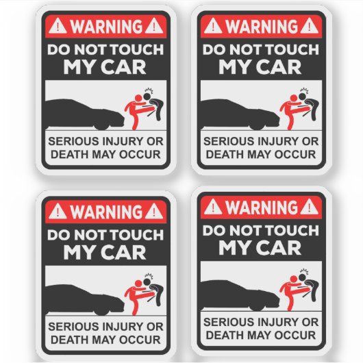 Warning Do Not Touch My Car Vinyl Stickers シール (正面)