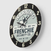 Warning French Security French Bulldog ラージ壁時計 (傾斜)