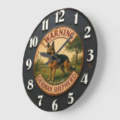 Warning German Shepherd ラージ壁時計 (傾斜)