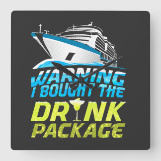 Warning I Brought The Drink Package Cruise Ship Va スクエア壁時計