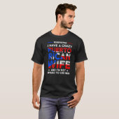 warning I have Puerto rican wife Puerto rican flag Tシャツ (正面フル)