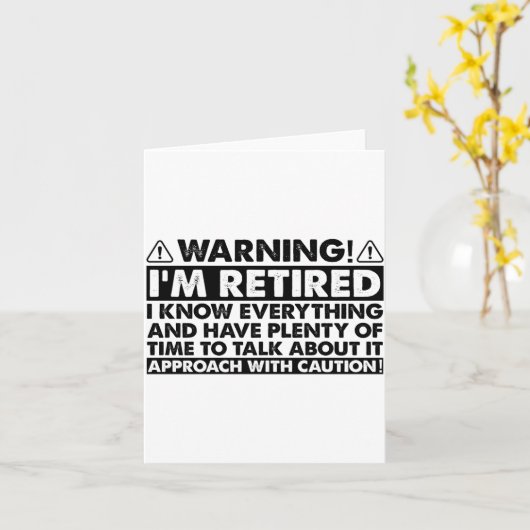 Warning Im Retired Funny Retirement Retiree  カード (黄色い花)