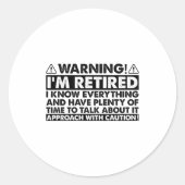 Warning Im Retired Funny Retirement Retiree  ラウンドシール (正面)