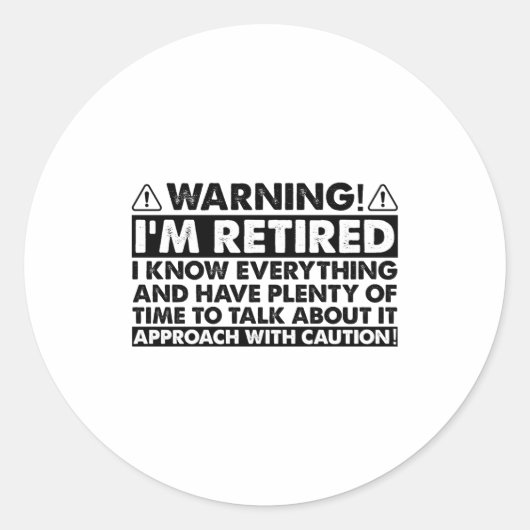Warning Im Retired Funny Retirement Retiree  ラウンドシール (正面)