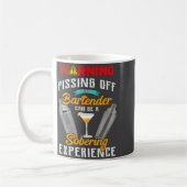 Warning Ing Off The Bartender Funny Sarcastic Bart コーヒーマグカップ (左)
