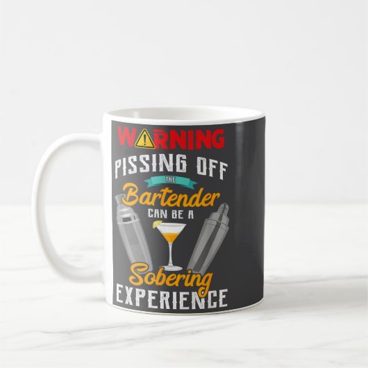 Warning Ing Off The Bartender Funny Sarcastic Bart コーヒーマグカップ (左)