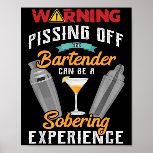 Warning Ing Off The Bartender Funny Sarcastic Bart ポスター (正面)