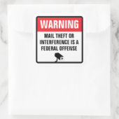 Warning Mail Theft Federal Offense Delivery スクエアシール (バッグ)
