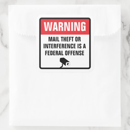 Warning Mail Theft Federal Offense Delivery スクエアシール (バッグ)