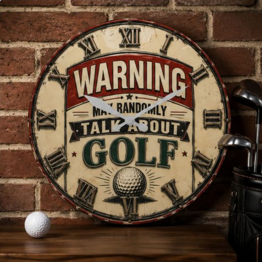 Warning May Randomly Talk About Golf ラージ壁時計