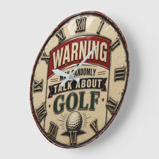 Warning May Randomly Talk About Golf ラージ壁時計 (傾斜)