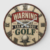  Warning May Randomly Talk About Golf  ラージ壁時計 (正面)