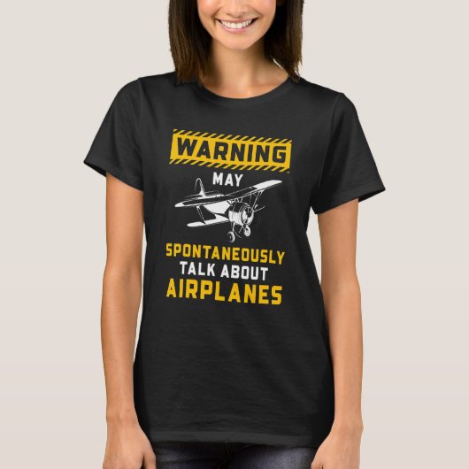 Warning May Spontaneously Talk About Airplanes Avi Tシャツ (正面)