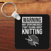Warning - May Start Talking About Knitting キーホルダー (正面)