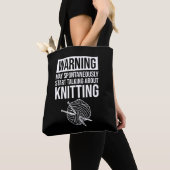 Warning - May Start Talking About Knitting トートバッグ (クローズアップ)