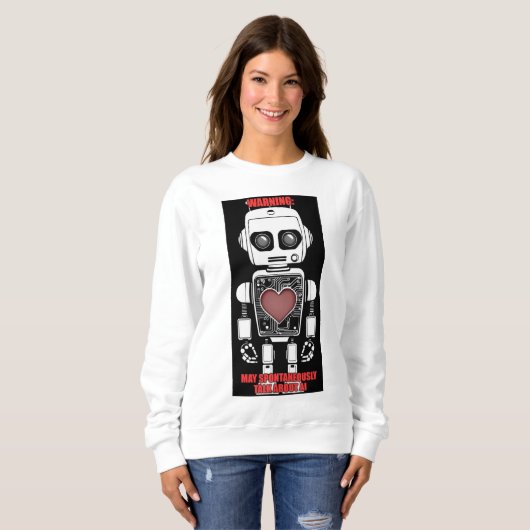 Warning: May Talk About AI White Sweatshirt スウェットシャツ (正面フル)