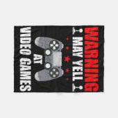 Warning May Yell At Video Games Gamer Gaming  フリースブランケット (正面(横))