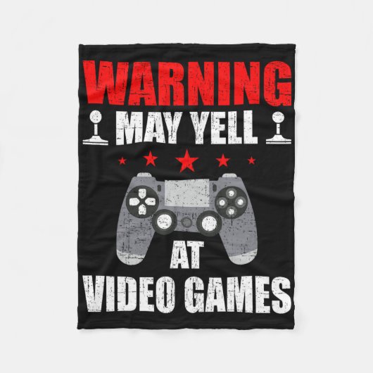 Warning May Yell At Video Games Gamer Gaming  フリースブランケット (正面)