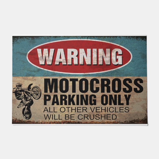Warning Motorcross Parking Only ドアマット (正面)