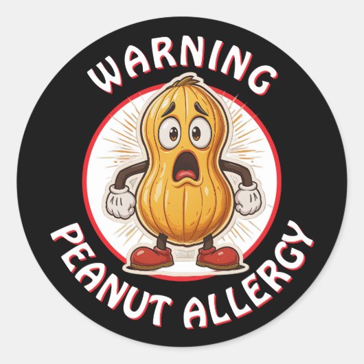 Warning Peanut Allergy Alert   ラウンドシール (正面)