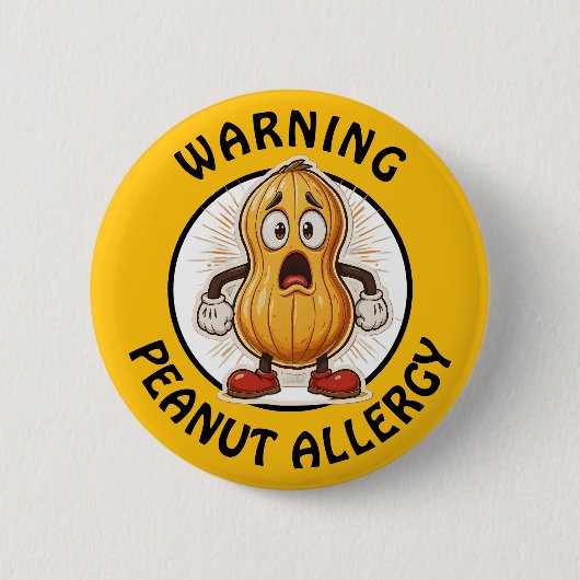 Warning Peanut Allergy Alert   缶バッジ (正面)