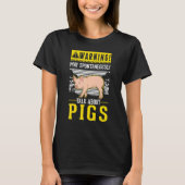 Warning Piggy Farmer Pig Tシャツ (正面)