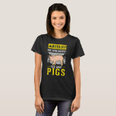 Warning Piggy Farmer Pig Tシャツ (正面フル)
