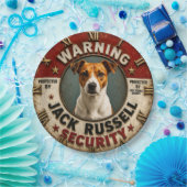 Warning Protected by Jack Russell Security Funny ペーパープレート (パーティー)