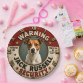 Warning Protected by Jack Russell Security Funny ペーパープレート (パーティー)