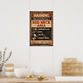 Warning Redneck Area Vintage Retro Garage Sign ポスター (キッチン)
