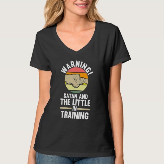 warning satan and the little in training father tシャツ (正面)