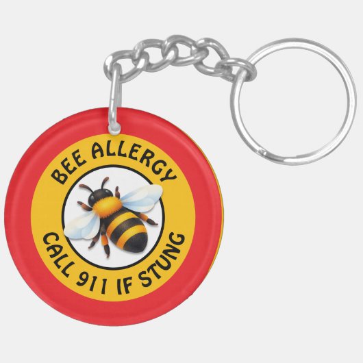 Warning Severe BEE Allergy Alert Button キーホルダー (裏面左)