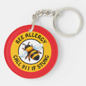 Warning Severe BEE Allergy Alert Button キーホルダー (裏面)