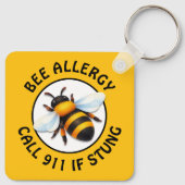 Warning Severe BEE Allergy Alert Button キーホルダー (裏面)