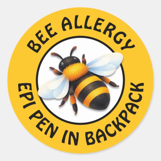 Warning Severe BEE Allergy Alert Button ラウンドシール (正面)