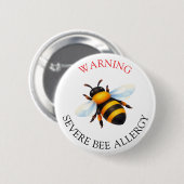 Warning Severe BEE Allergy Alert Button 缶バッジ (正面&裏面)