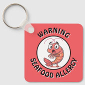 Warning Severe Seafood Allergy Alert Button キーホルダー (正面)
