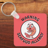 Warning Severe Seafood Allergy Alert Button キーホルダー (正面)