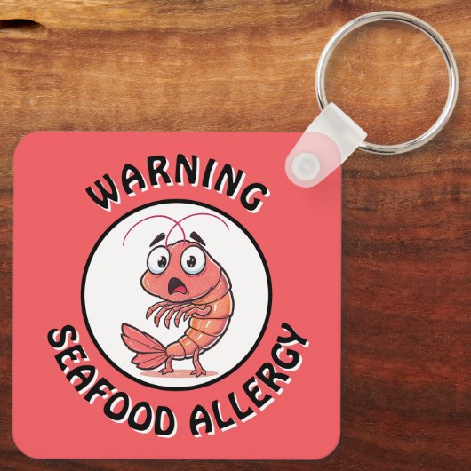 Warning Severe Seafood Allergy Alert Button キーホルダー (裏面)