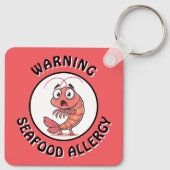 Warning Severe Seafood Allergy Alert Button キーホルダー (裏面)