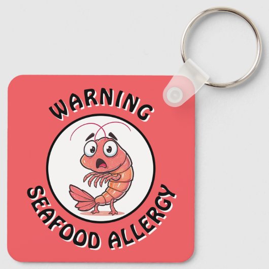 Warning Severe Seafood Allergy Alert Button キーホルダー (裏面)
