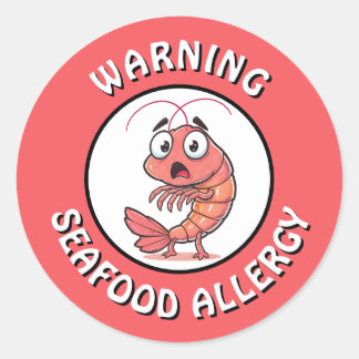 Warning Severe Seafood Allergy Alert Button ラウンドシール