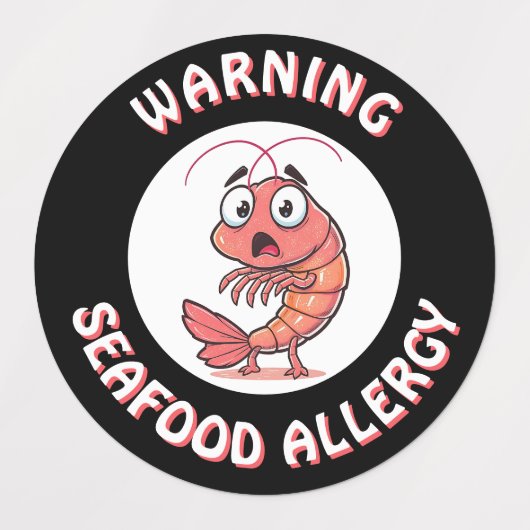 Warning Severe Seafood Allergy Alert Button ラベル (デザイン2)